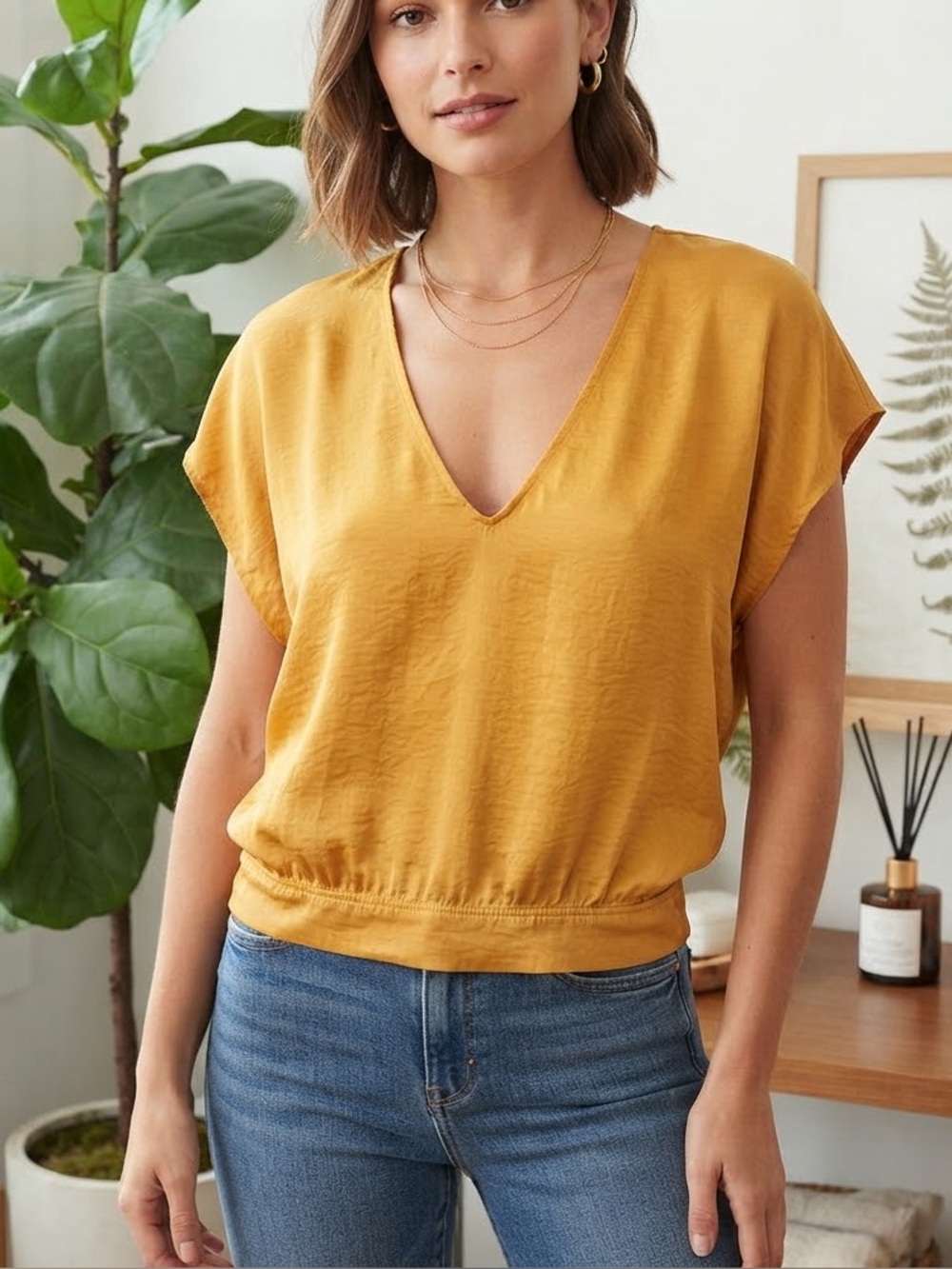 Gentle Fawn Yellow Silky Feel Blouse